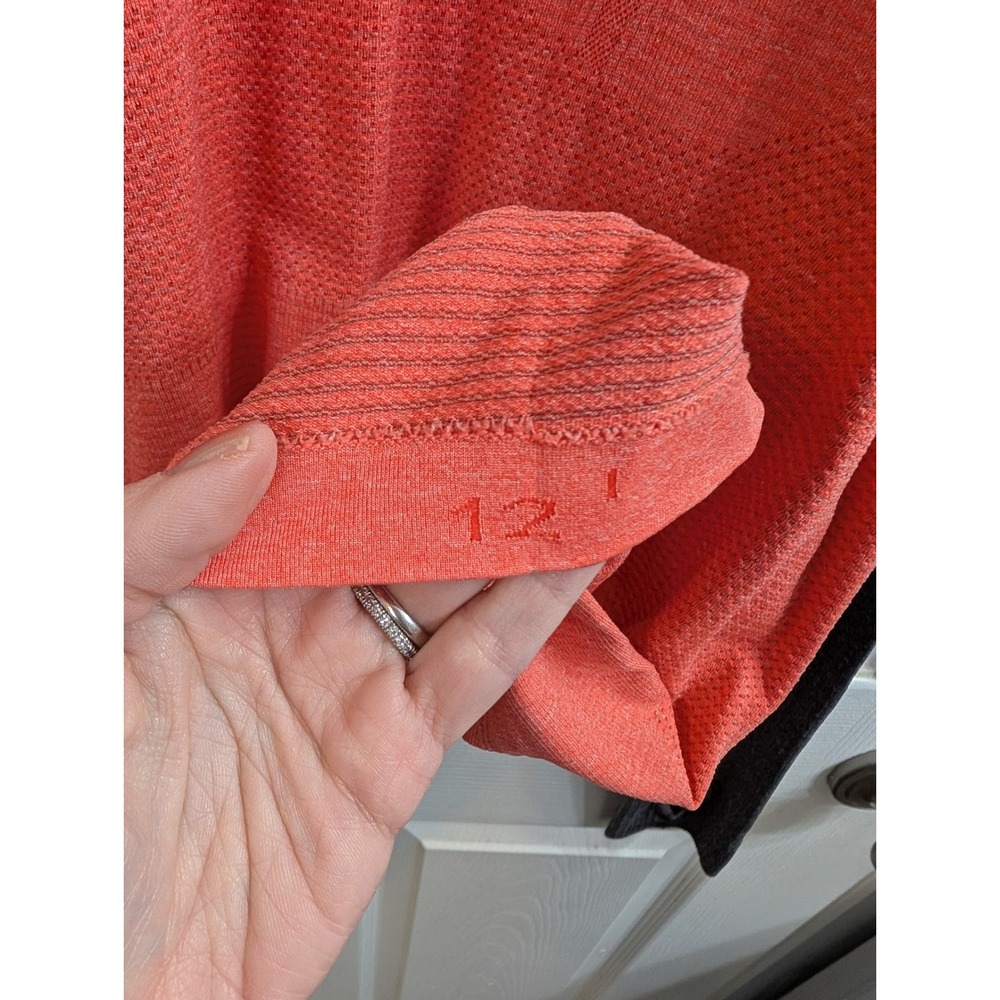 Lululemon Swiftly Tech Long Sleeve Women Coral Grey Thumbholes - Size 12 - Picture 6 of 6